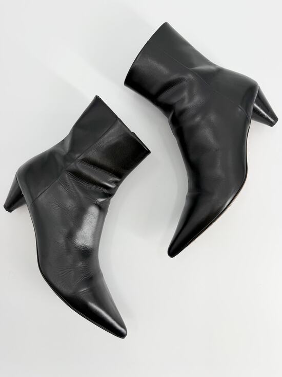 Aeyde Shoes - Aeyde Sofie Black Nappa Leather Pointed Toe Kitten Heel Ankle Boots Size 40 EU 9